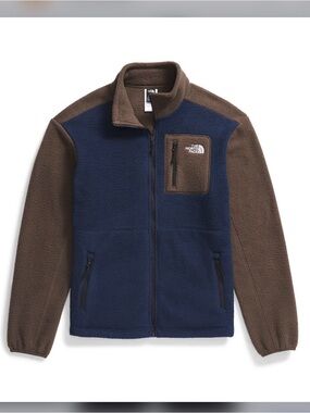 The North Face Women's Yumiori Full Zip Fleece Blue Brown Jacket Sweater Small